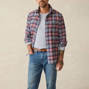 Faherty Button Down Autumn Plaid Brushed Flannel Shirt
